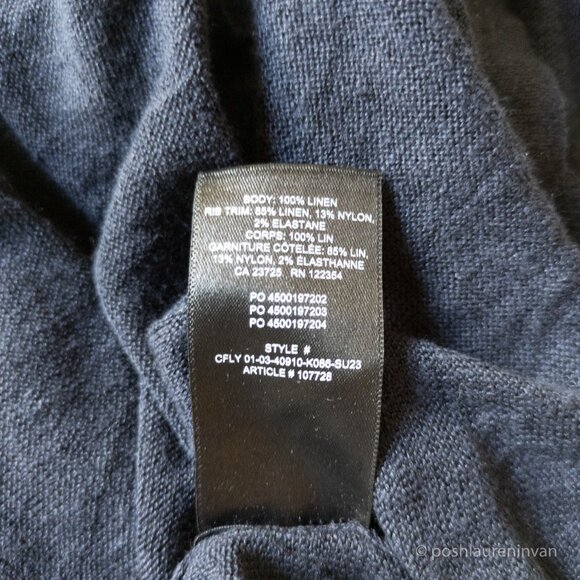 Aritzia Babaton V-Neck Midcentury 100% Linen Sweater – Navy – US Small - Picture 13 of 16